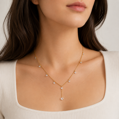 Rose-Cut Diamond Y-Drop Necklace - N5146