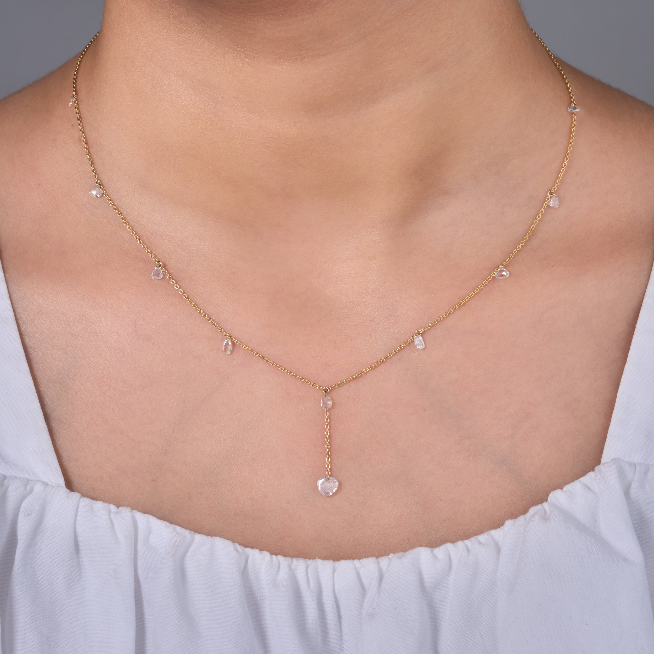 Rose-Cut Diamond Y-Drop Necklace - N5146