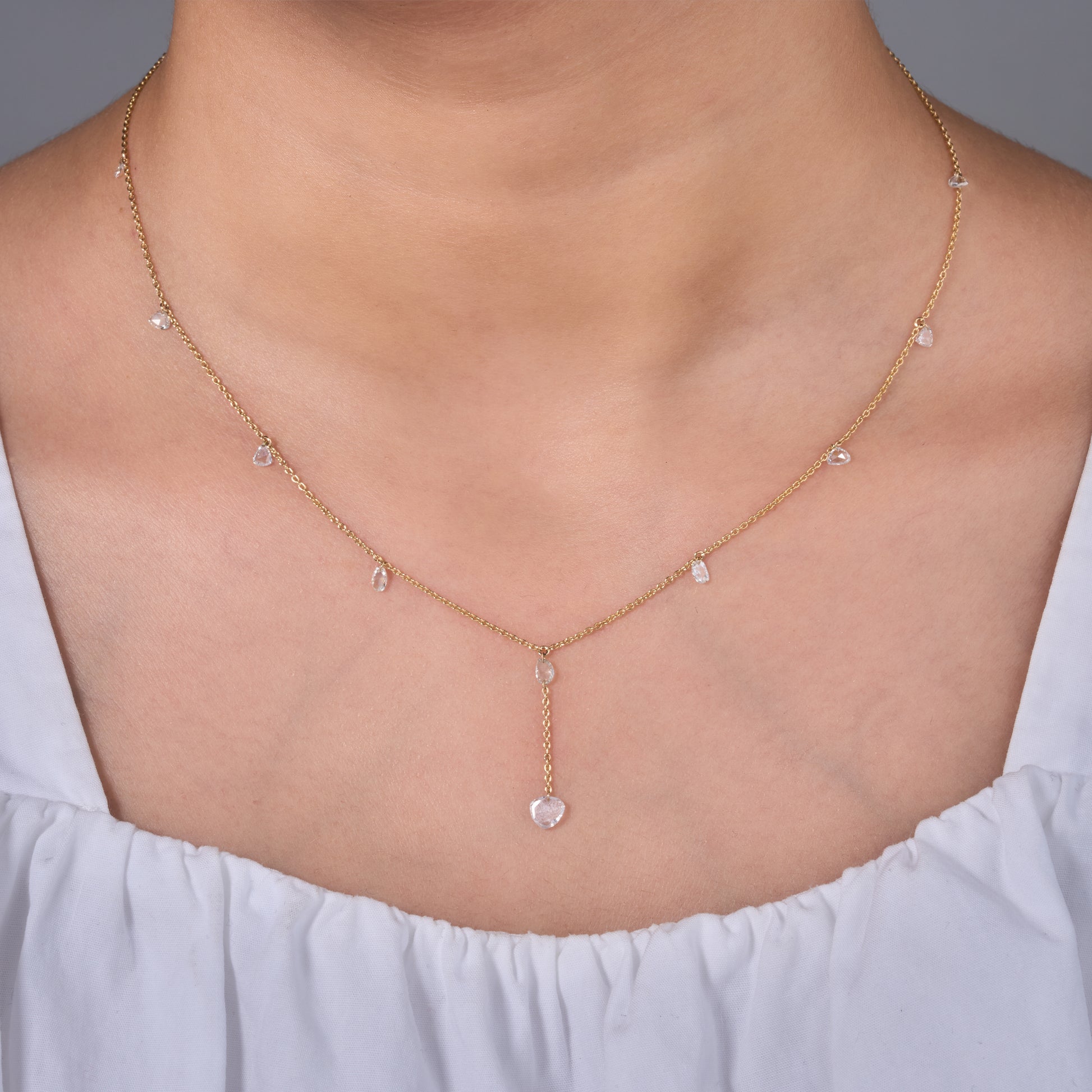 Rose-Cut Diamond Y-Drop Necklace - N5146