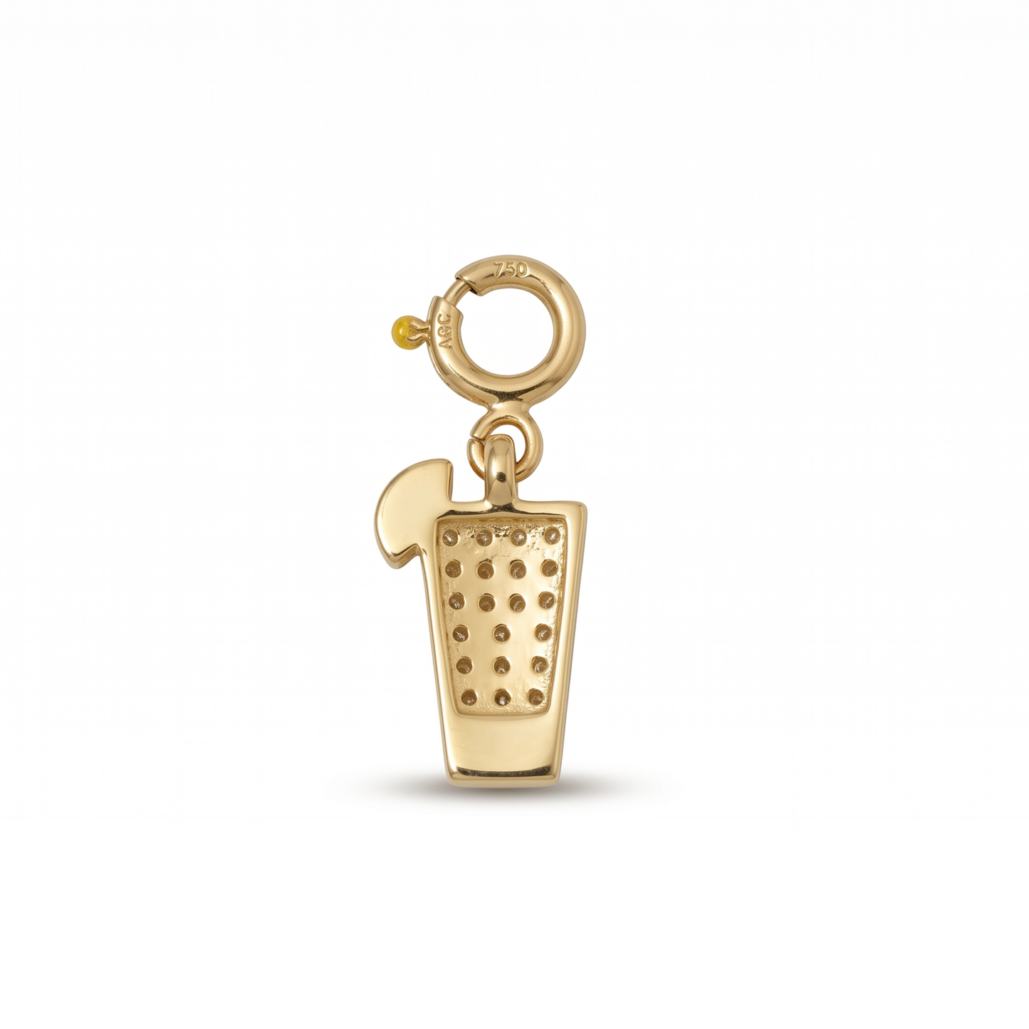 Natural Diamond Juice Glass Charm in 14K Solid Gold