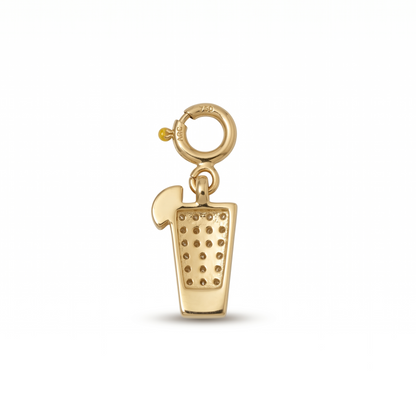 Natural Diamond Juice Glass Charm in 14K Solid Gold