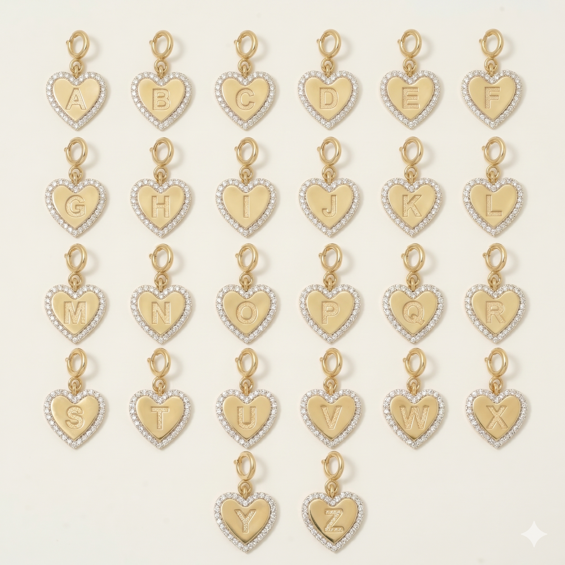 Embossed Initial Heart Layering Charm — P01119
