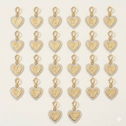 Embossed Initial Heart Layering Charm — P01119