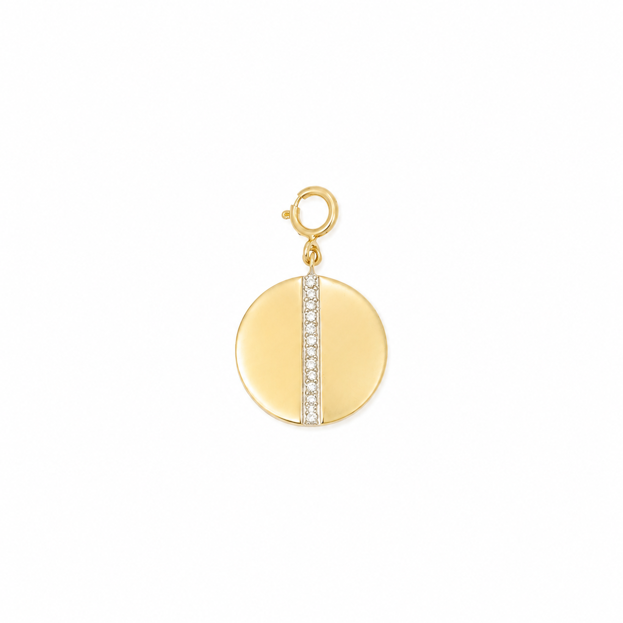 Natural Diamond Circle Charm in 14K Solid Gold