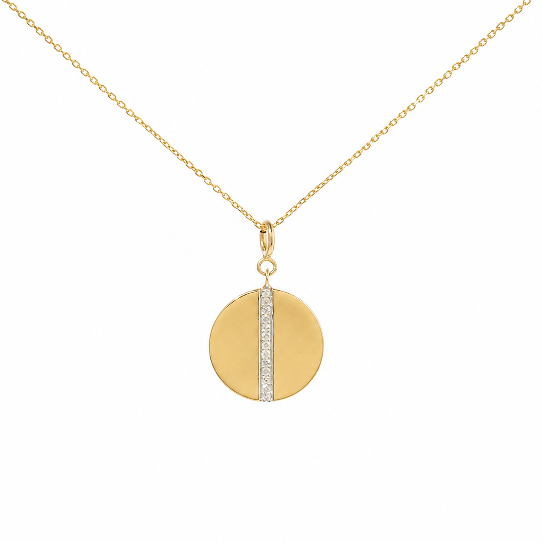 Natural Diamond Circle Charm in 14K Solid Gold