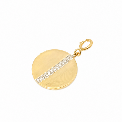 Natural Diamond Circle Charm in 14K Solid Gold