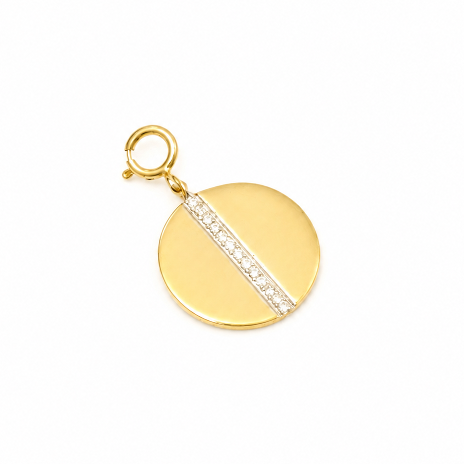 Natural Diamond Circle Charm in 14K Solid Gold