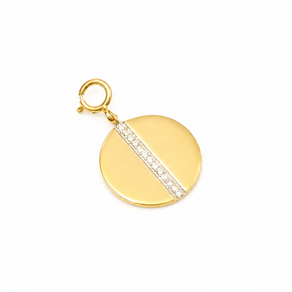 Natural Diamond Circle Charm in 14K Solid Gold