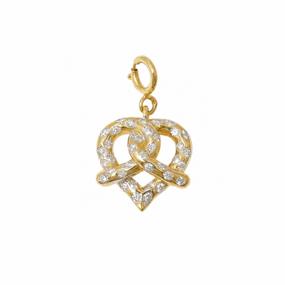 Natural Diamond Pretzel Heart Charm in 14K Solid Gold