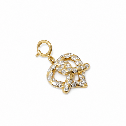 Natural Diamond Pretzel Heart Charm in 14K Solid Gold
