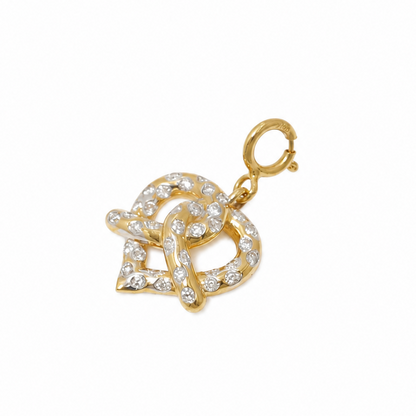 Natural Diamond Pretzel Heart Charm in 14K Solid Gold