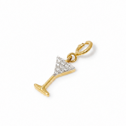 Natural Diamond Martini Glass Charm in 14K Solid Gold