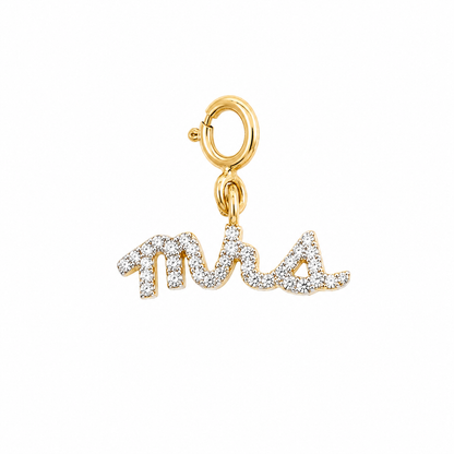 Mrs Script Diamond Charm Pendant - P01132