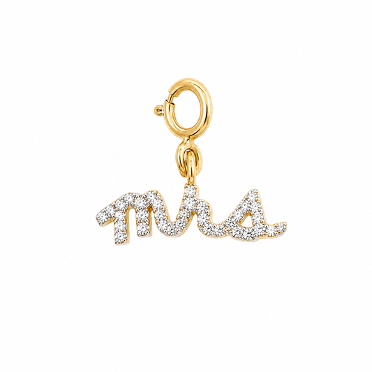 Mrs Script Diamond Charm Pendant - P01132