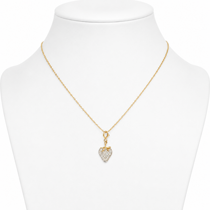 Natural Diamond Strawberry Charm in 14K Solid Gold