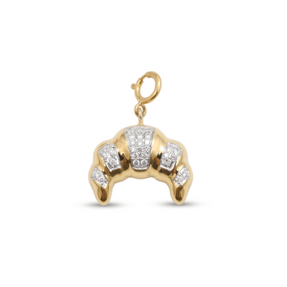 Natural Diamond Croissant Charm in 14K Solid Gold