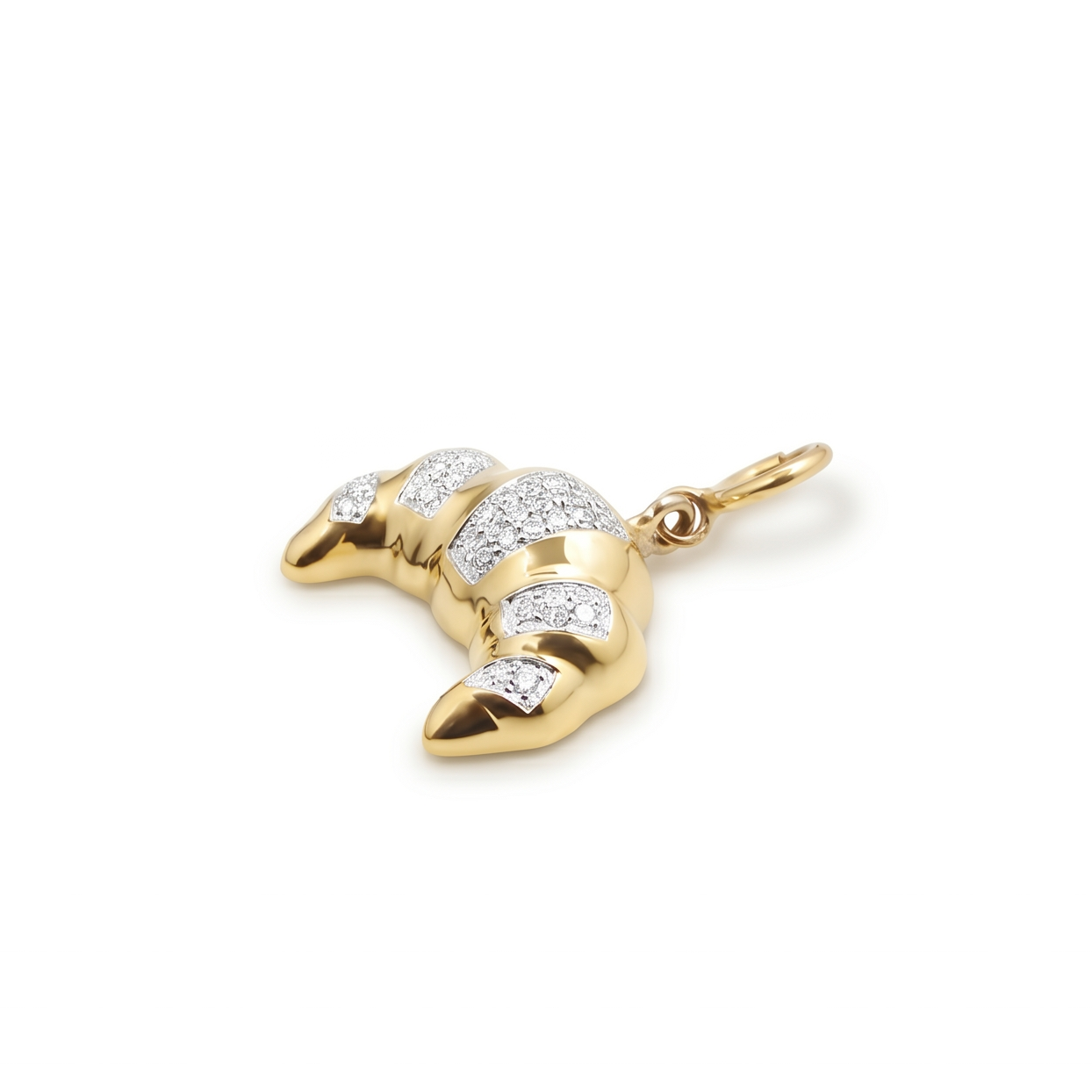 Natural Diamond Croissant Charm in 14K Solid Gold