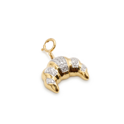 Natural Diamond Croissant Charm in 14K Solid Gold