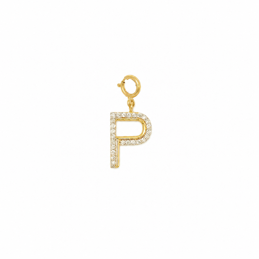 14K Gold Diamond Letter Charm — P01151,P01152,P01159,P01165
