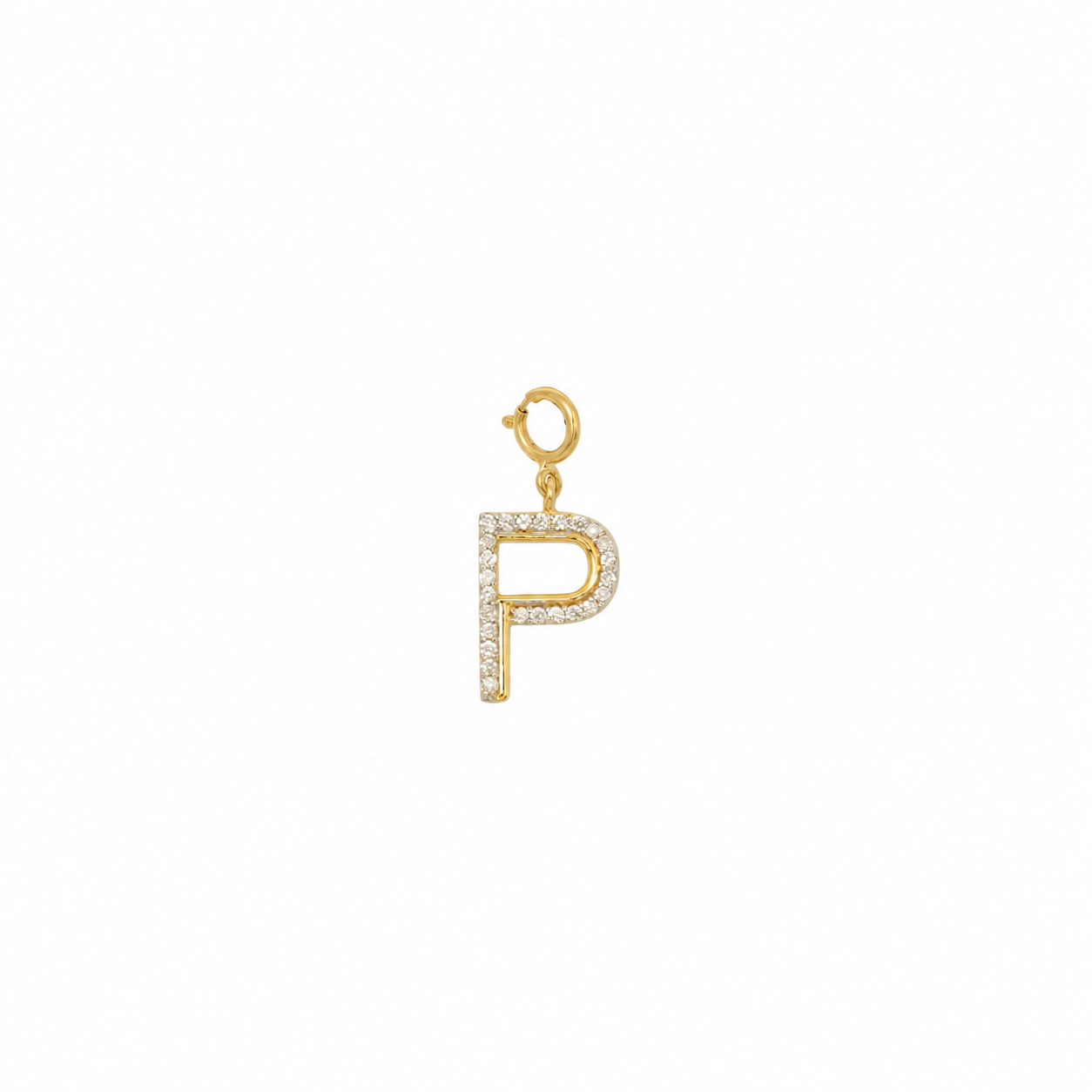14K Gold Diamond Letter Charm — P01151,P01152,P01159,P01165