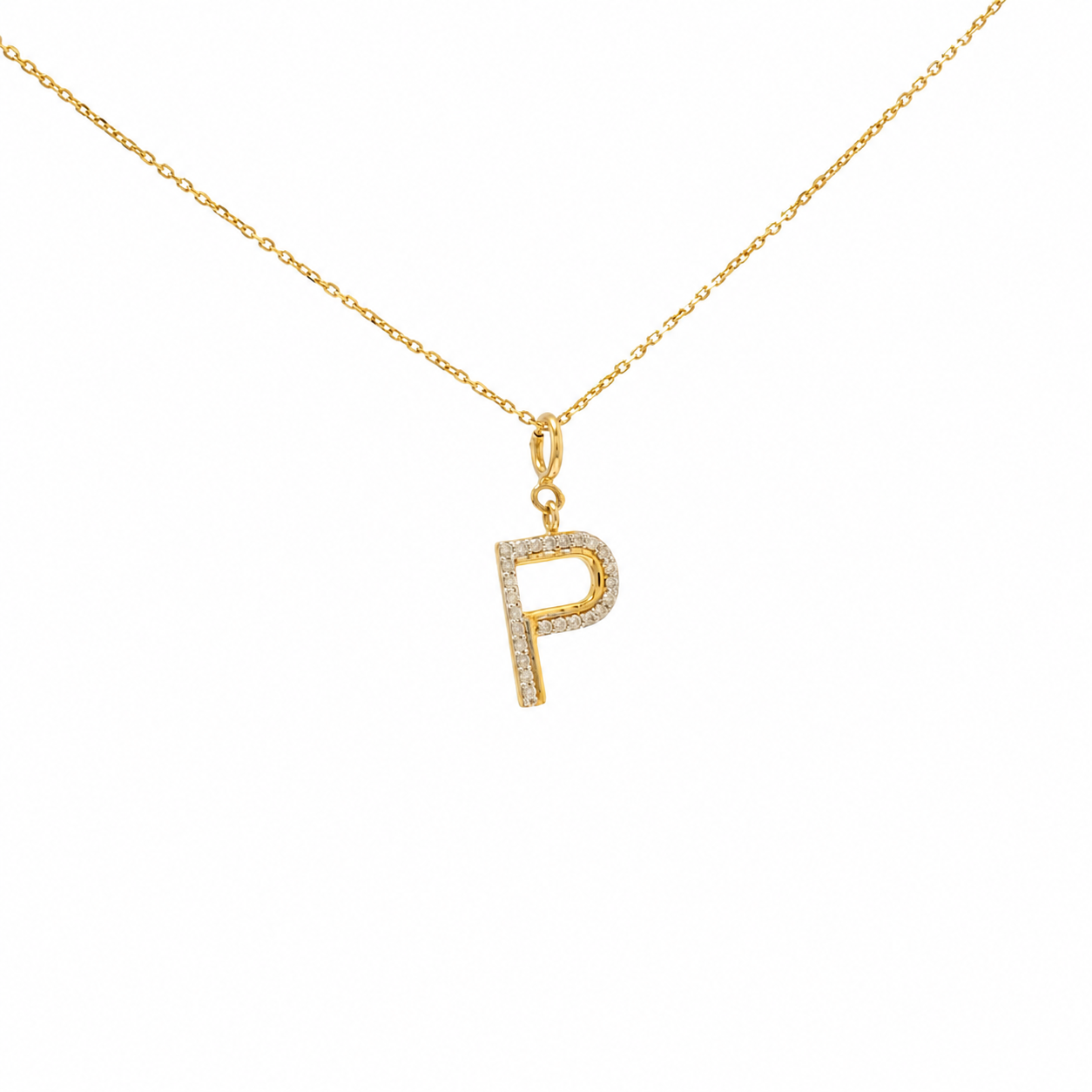 14K Gold Diamond Letter Charm — P01151,P01152,P01159,P01165