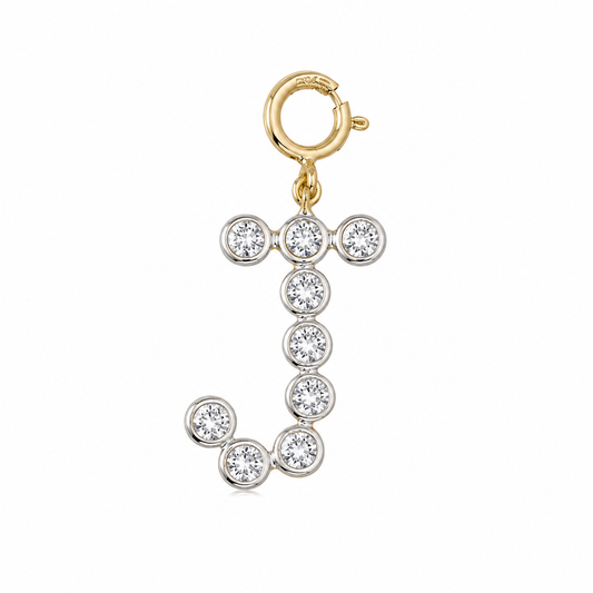 Bezel Diamond Initial Charm — P01153