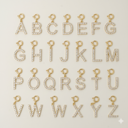 Natural Diamond Initial Charm in 14K Gold - P01155