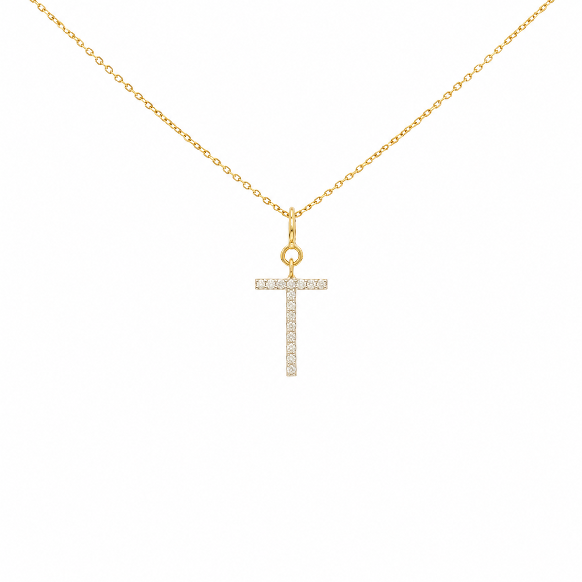 Natural Diamond Initial Charm in 14K Gold - P01155