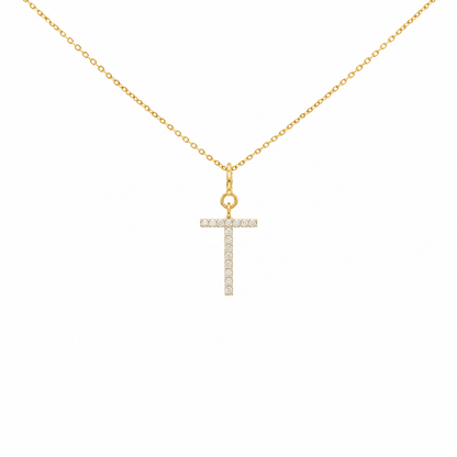 Natural Diamond Initial Charm in 14K Gold - P01155