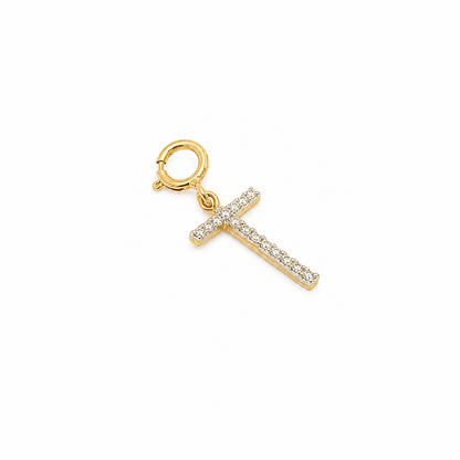 Natural Diamond Initial Charm in 14K Gold - P01155