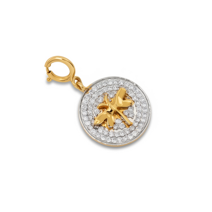 Natural Diamond Dragonfly Charm Pendant in 14K Solid Gold