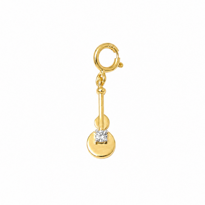 Natural Diamond Guitar Charm Pendant in 14K Solid Gold