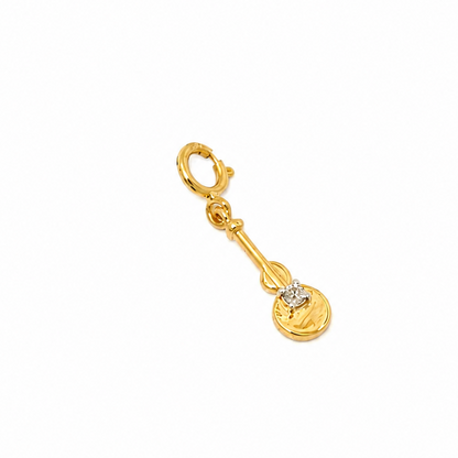 Natural Diamond Guitar Charm Pendant in 14K Solid Gold