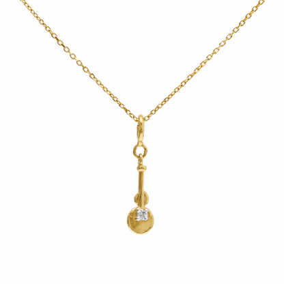 Natural Diamond Guitar Charm Pendant in 14K Solid Gold