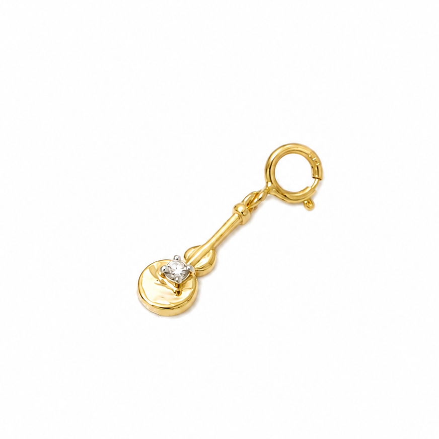 Natural Diamond Guitar Charm Pendant in 14K Solid Gold