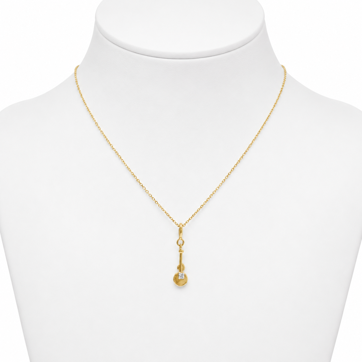 Natural Diamond Guitar Charm Pendant in 14K Solid Gold
