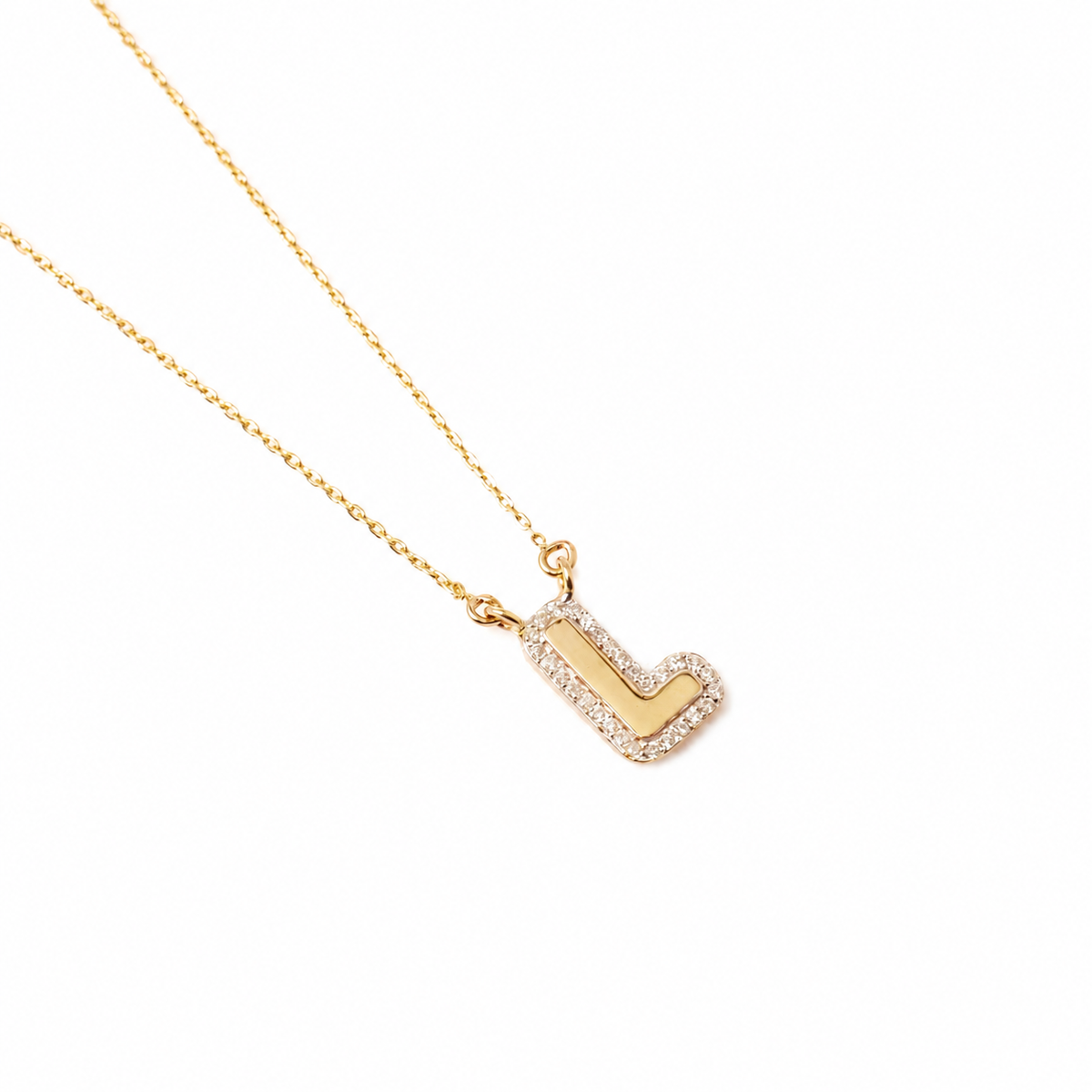 Personalized Initial Halo Diamond Necklace - P01184 X P01185