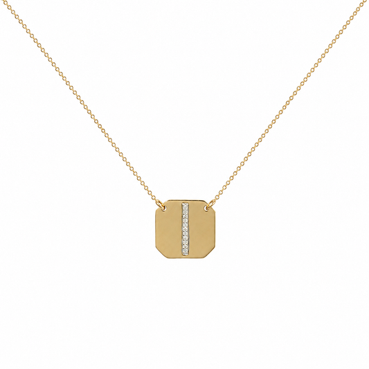Personalized Geometric Initial Diamond Necklace - P01190 X P01191