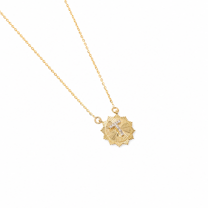 Personalized Medallion Initial Diamond Necklace - P01193 X P01192
