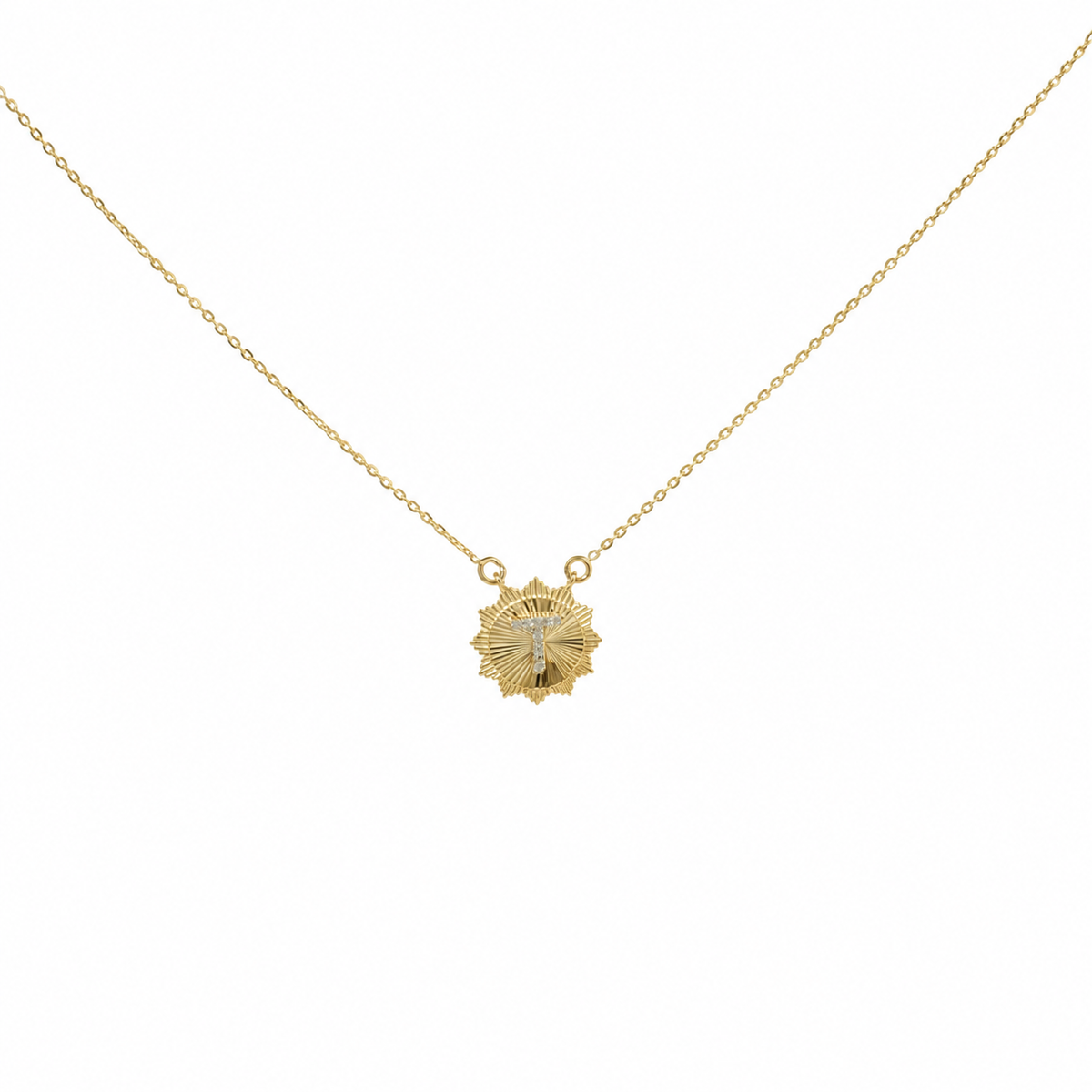 Personalized Medallion Initial Diamond Necklace - P01193 X P01192
