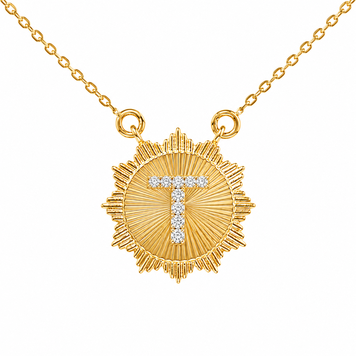 Personalized Medallion Initial Diamond Necklace - P01193 X P01192