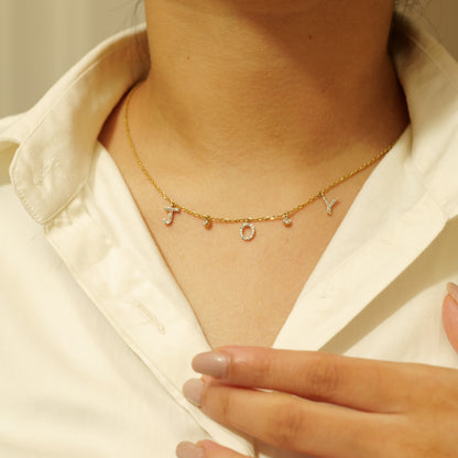Dangle Joy Letter Diamond Necklace — CNJOY01