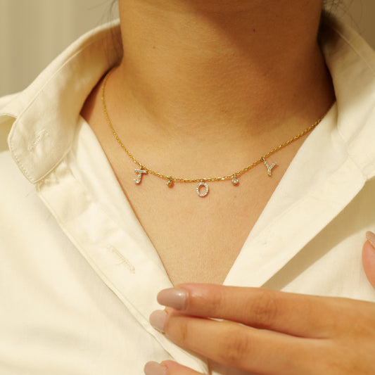Dangle Joy Letter Diamond Necklace — CNJOY01