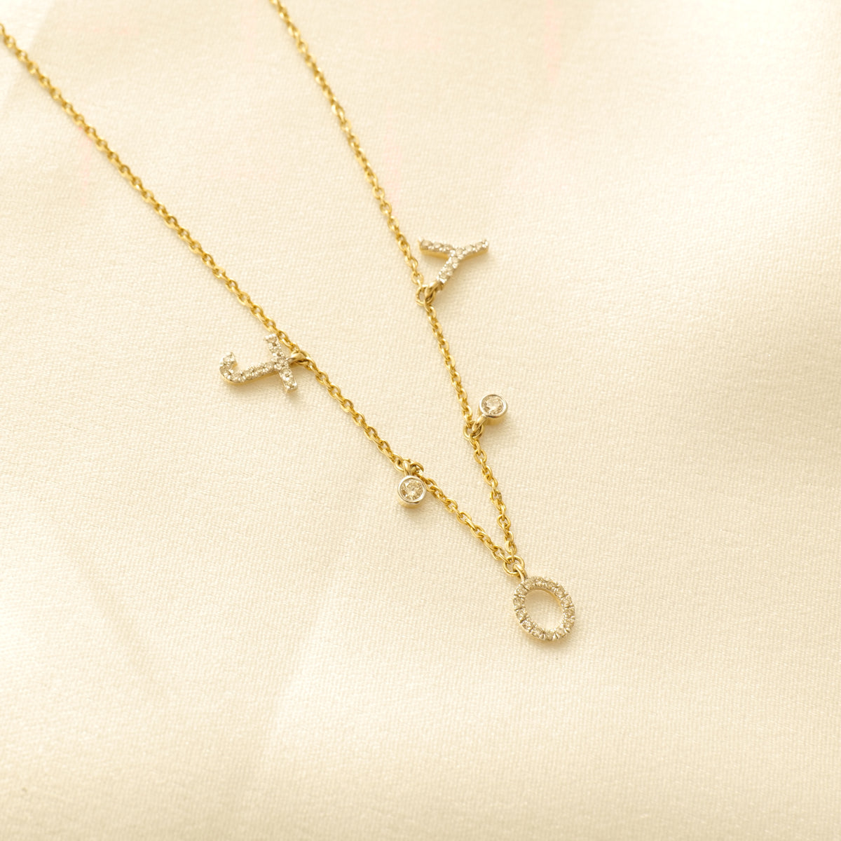 Dangle Joy Letter Diamond Necklace — CNJOY01