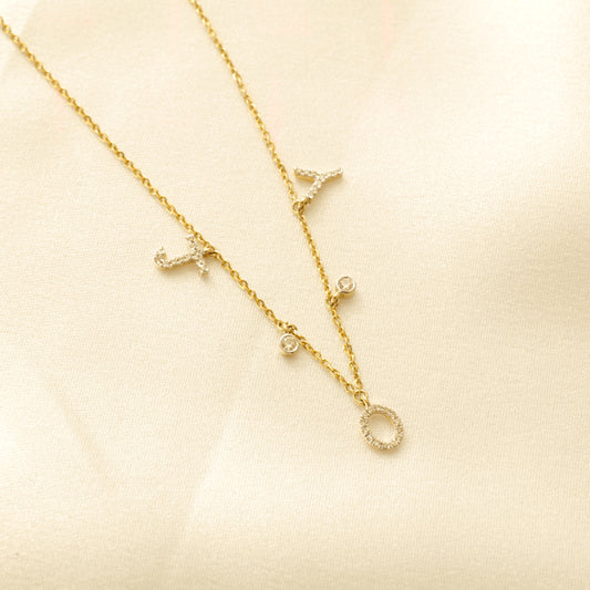 Dangle Joy Letter Diamond Necklace — CNJOY01