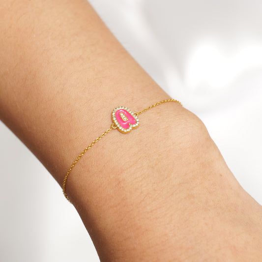 Diamond Halo Enamel Initial Bracelet - ILBR2041