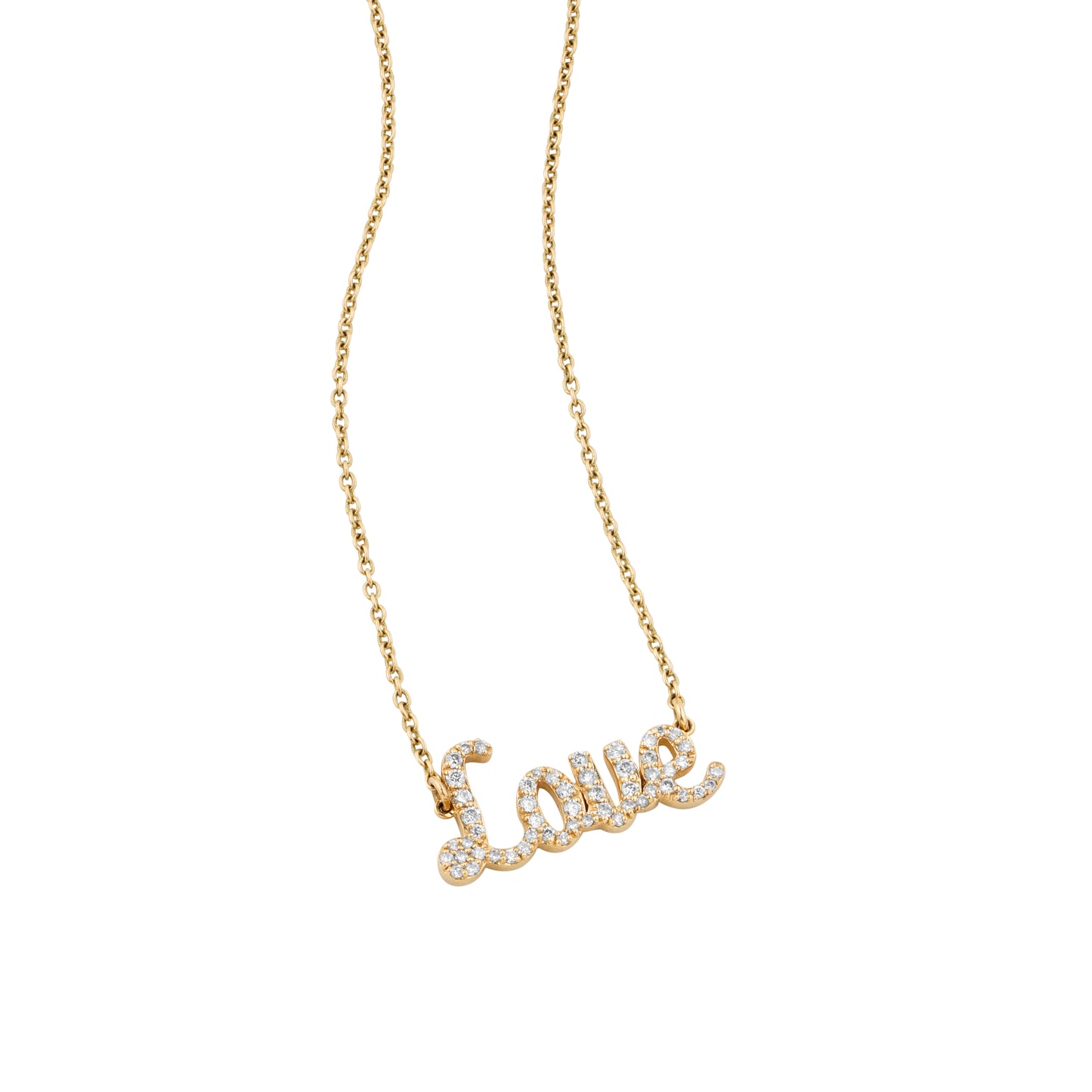 Love Natural Diamond Script Word Necklace — PNDLOVE11