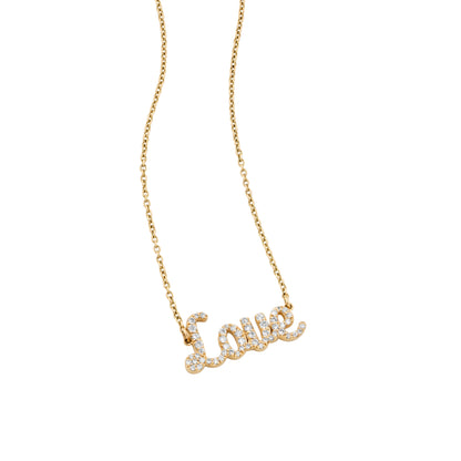 Love Natural Diamond Script Word Necklace — PNDLOVE11