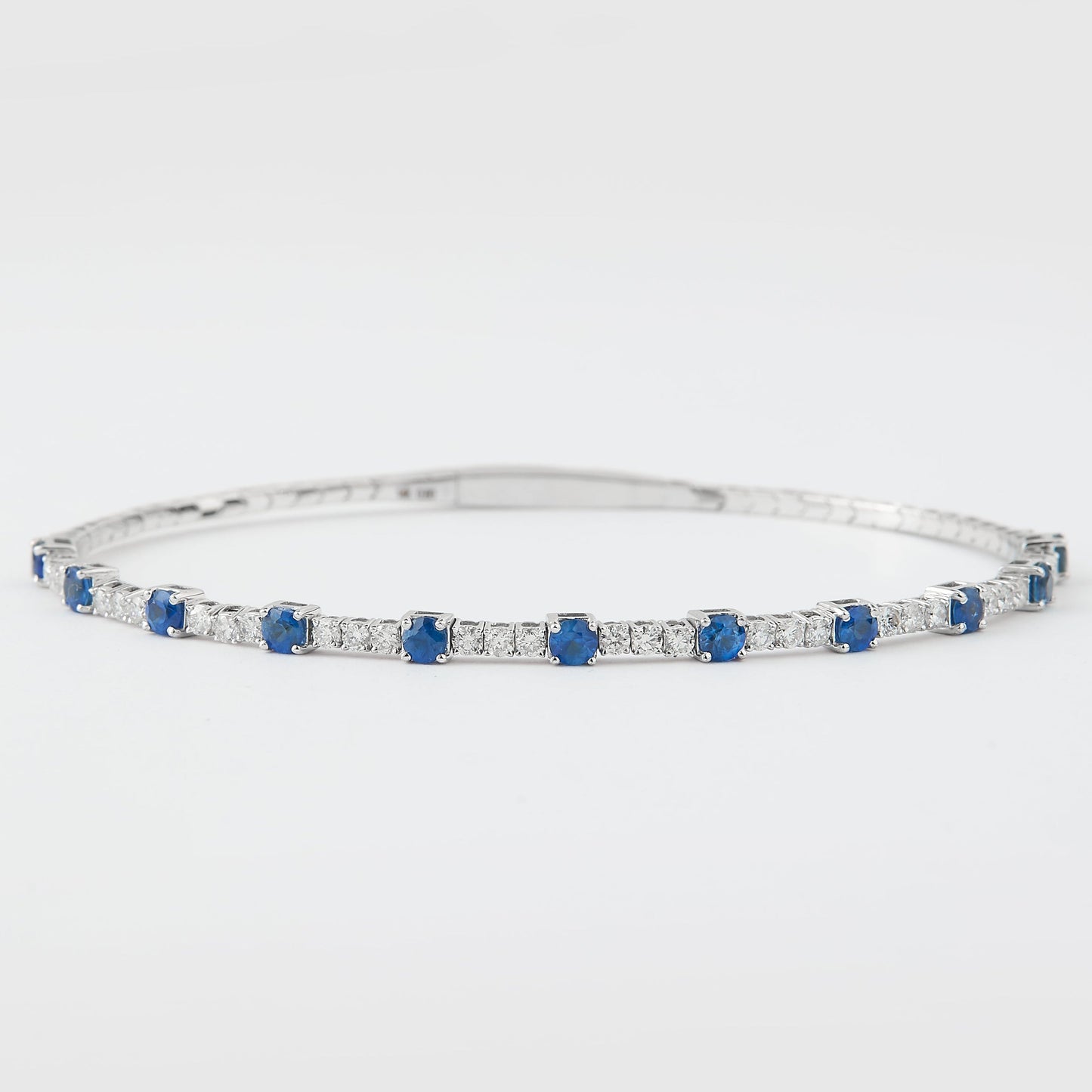 Blue Sapphire Diamond Bangle Bracelet