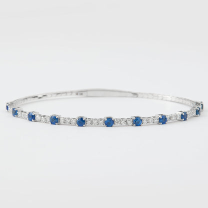 Blue Sapphire Diamond Bangle Bracelet